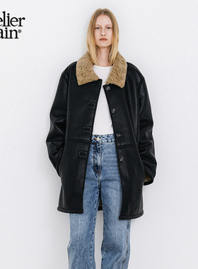 【尹恩惠同款】Atelier Nain2025年冬季新款韩版大衣外套皮革上衣
