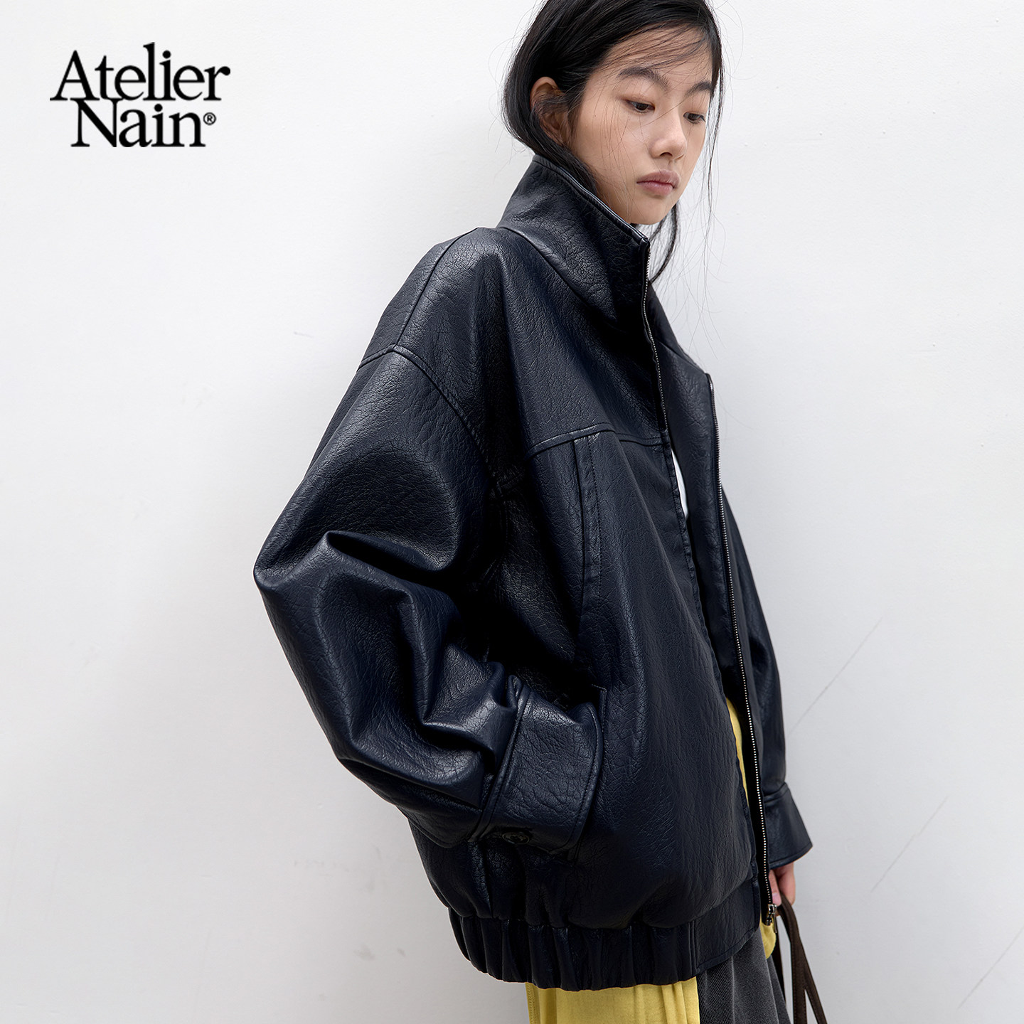 Atelier Nain2026年秋季新款皮衣女韩版宽松机车夹克酷感外套上衣