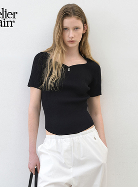Atelier Nain2025年夏季新款短袖T恤甜美学院风修身百搭上衣女
