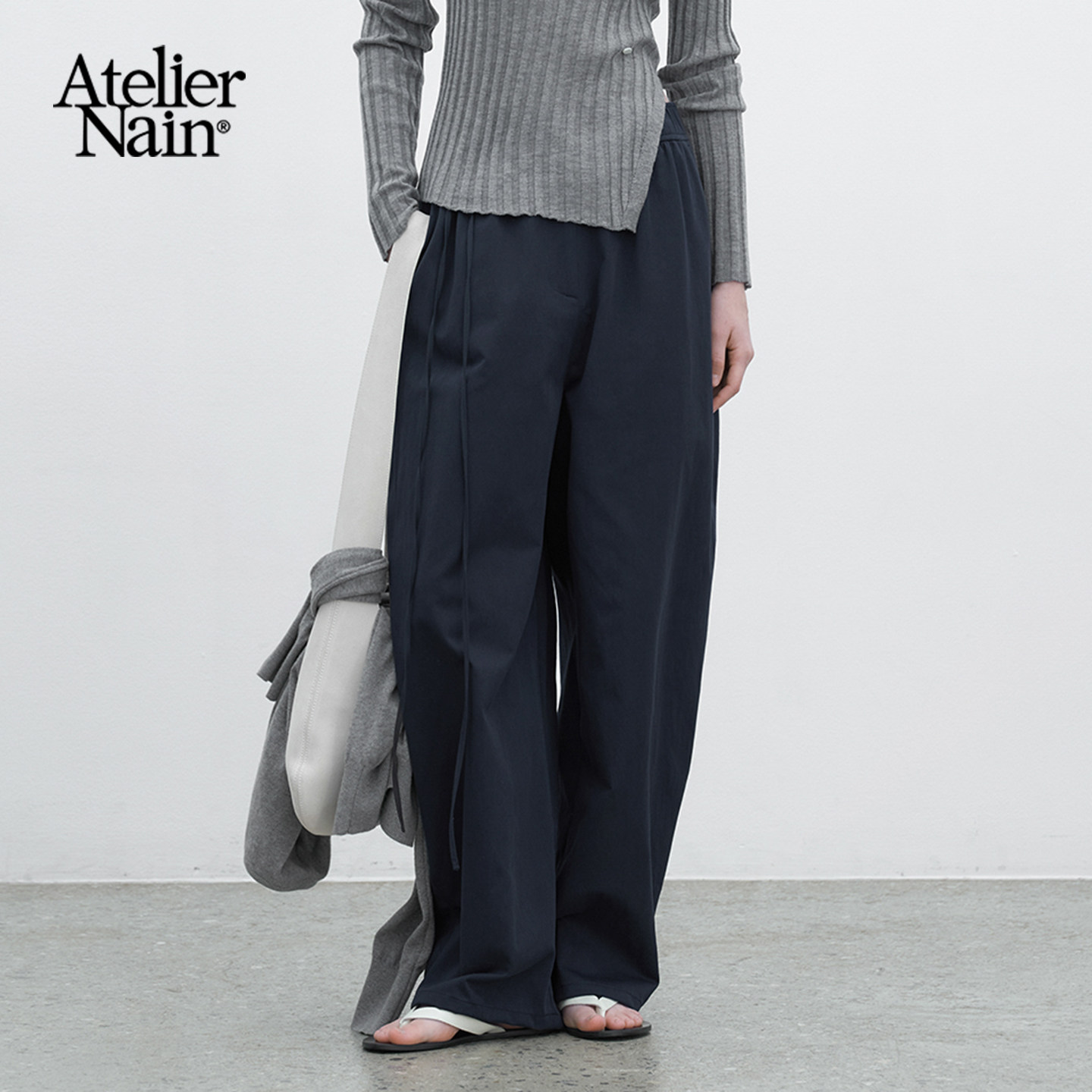 Atelier Nain2026年春季新款直筒裤韩版高腰宽松通勤长裤极简风女
