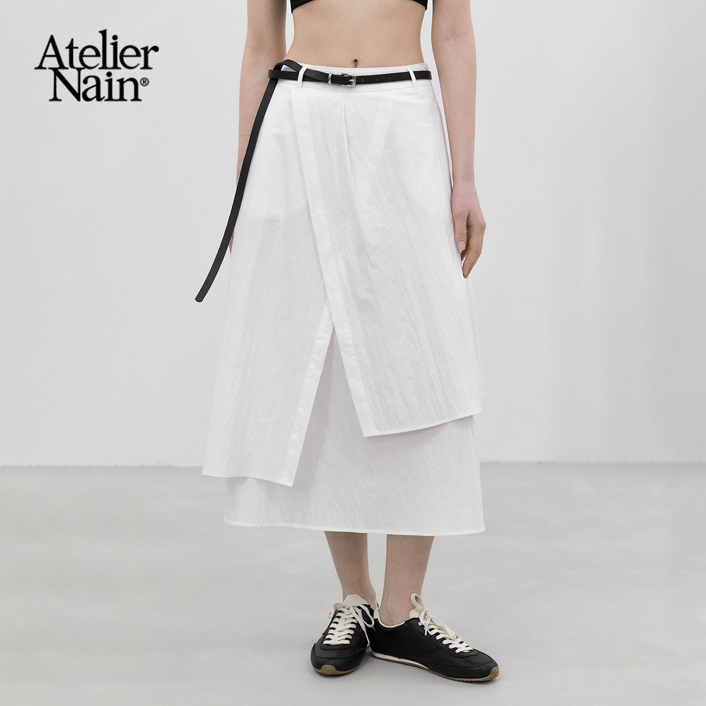 Atelier Nain2026年夏季新款半身裙女韩版叠搭设计感a字版中长裙