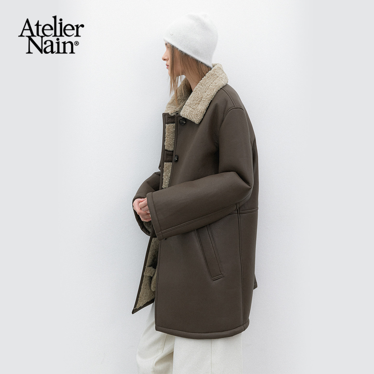 【尹恩惠同款】Atelier Nain2025年冬季新款韩版防寒外套皮革上衣