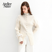 Atelier 高级感开叉设计上衣女 针织开衫 Nain2025年秋冬新款 中长款