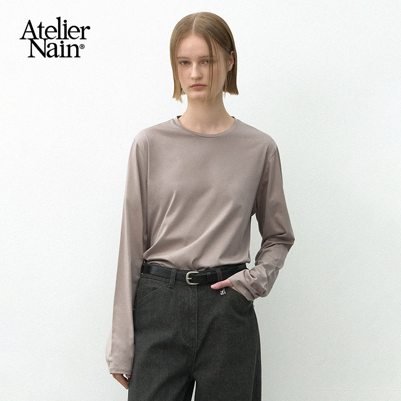 Atelier Nain2025年秋季新款琥珀流光风长袖T恤韩版打底衫上衣女