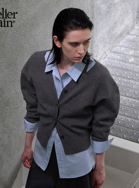 Atelier Nain2025年秋冬新款针织衫时尚甜美露肩开衫小众上衣女