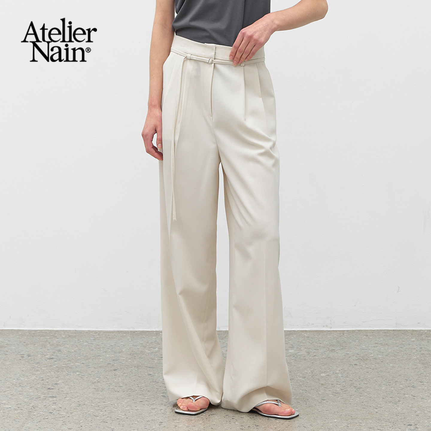 Atelier Nain2025年夏季新款西装裤韩版休闲裤简约显瘦直筒阔腿裤