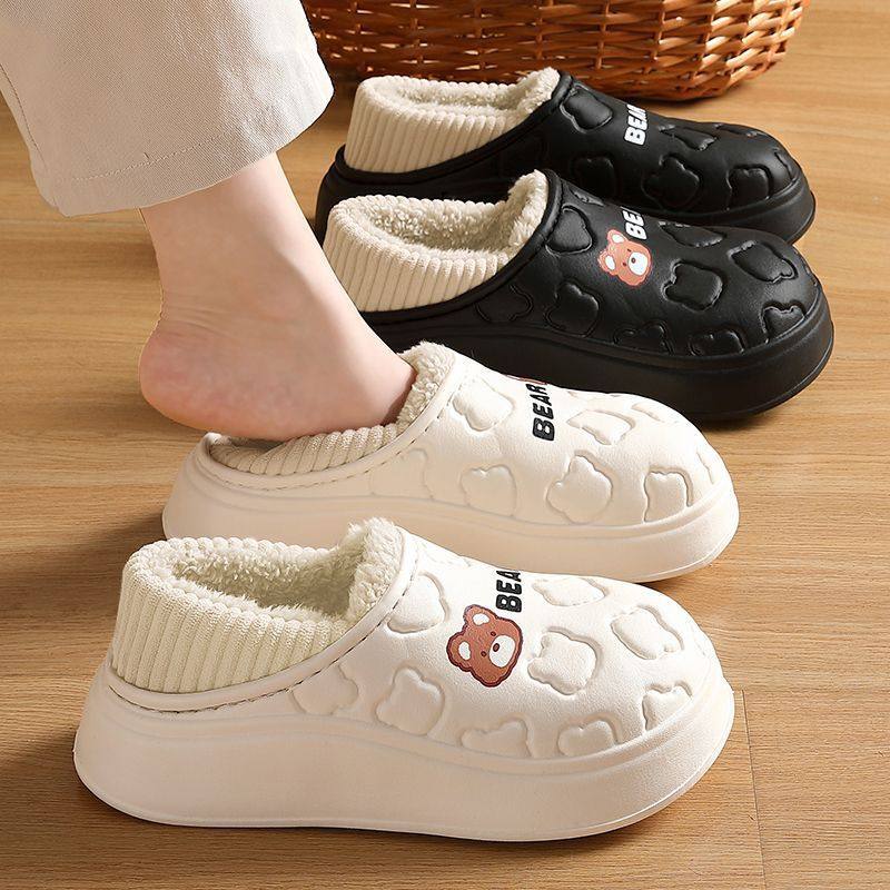 防水棉拖鞋女款秋冬季2025新款家居防滑加绒厚底月子包跟棉鞋外穿