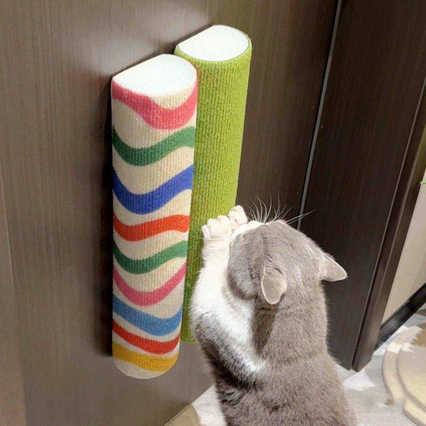 家用门后猫抓板贴墙耐磨不掉屑小型猫爬架自粘不留胶立式猫爬柱