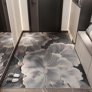 轻奢高端皮革入户门地垫高级进门口耐脏免洗可擦pvc玄关地毯裁剪