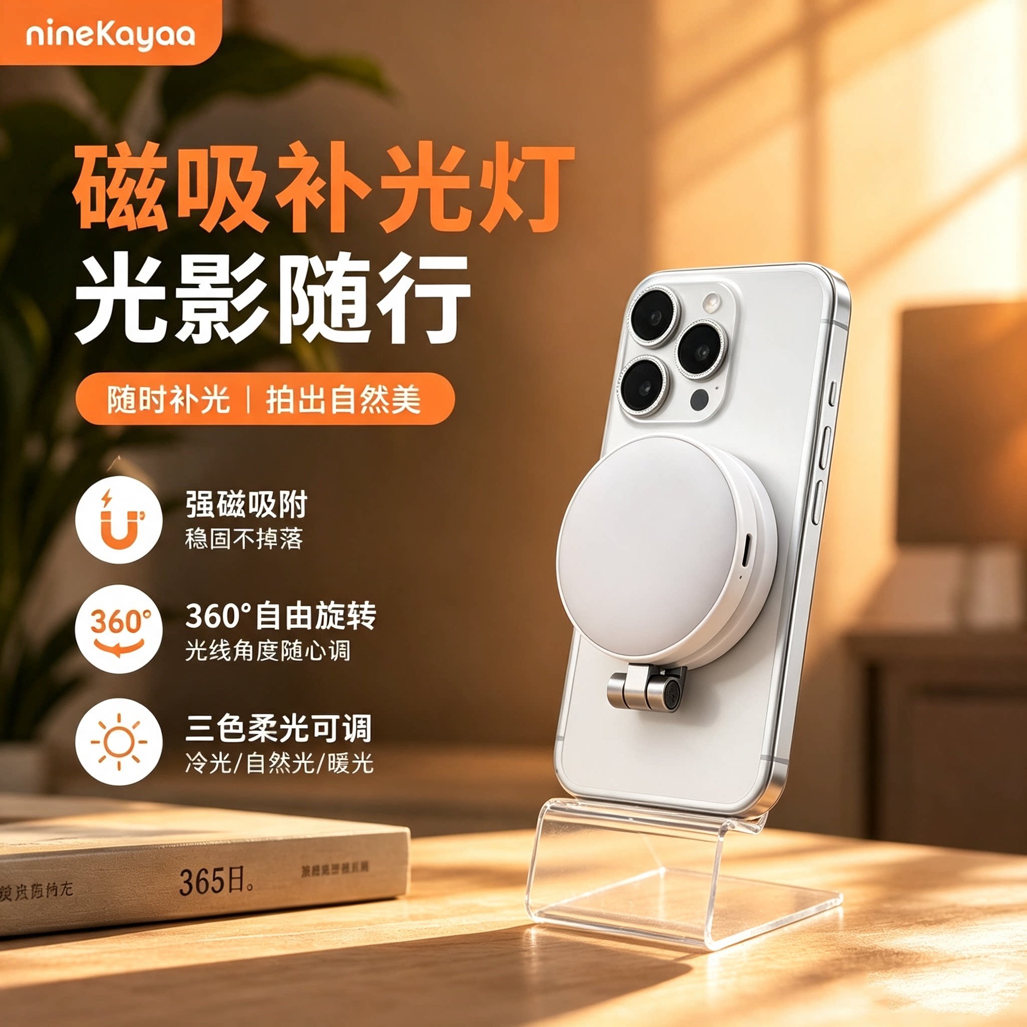 磁吸自拍伸缩手机补光灯Vlog图片
