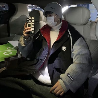 羊羔绒外套男女连帽秋冬加厚港风棉衣宽松假两件棉服2025潮男秋冬