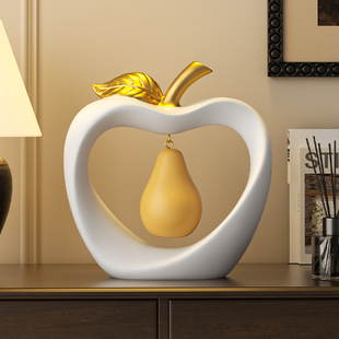 高级感苹果梨子摆件寓意乔迁新居礼物中古风客厅玄关酒柜软装饰品