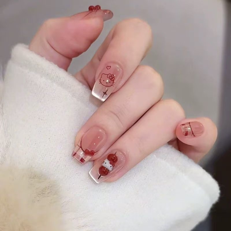 【冰糖福禄】纯手工穿戴甲新款kitty猫福禄法式猫眼气质显白美甲,彩妆/香水/美妆工具,穿戴甲/甲片,淘宝优惠券,粉丝福利购,淘宝优惠卷