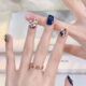 藏蓝醒狮 纯手工穿戴甲新年蓝色醒狮猫眼美甲气质显白可拆卸甲