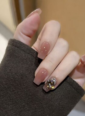 【紫陌琼瑶】纯手工穿戴甲春夏轻奢爆闪紫色钻石美甲温柔可拆卸甲