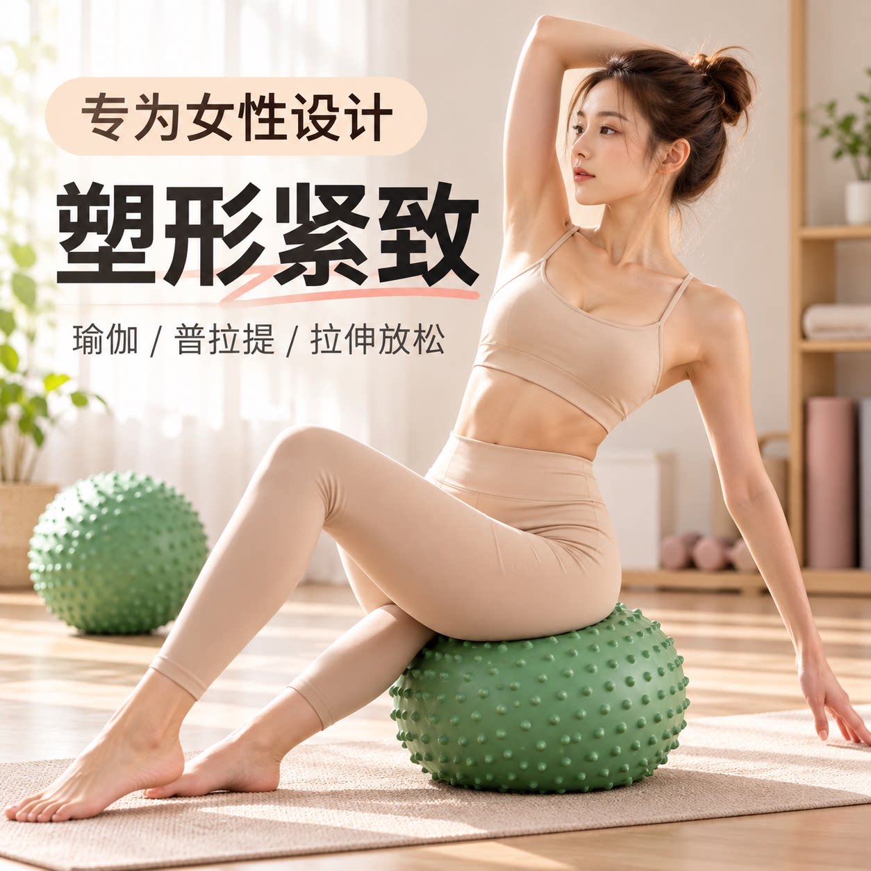 排腹压瑜伽球瘦肚子普拉提小球
