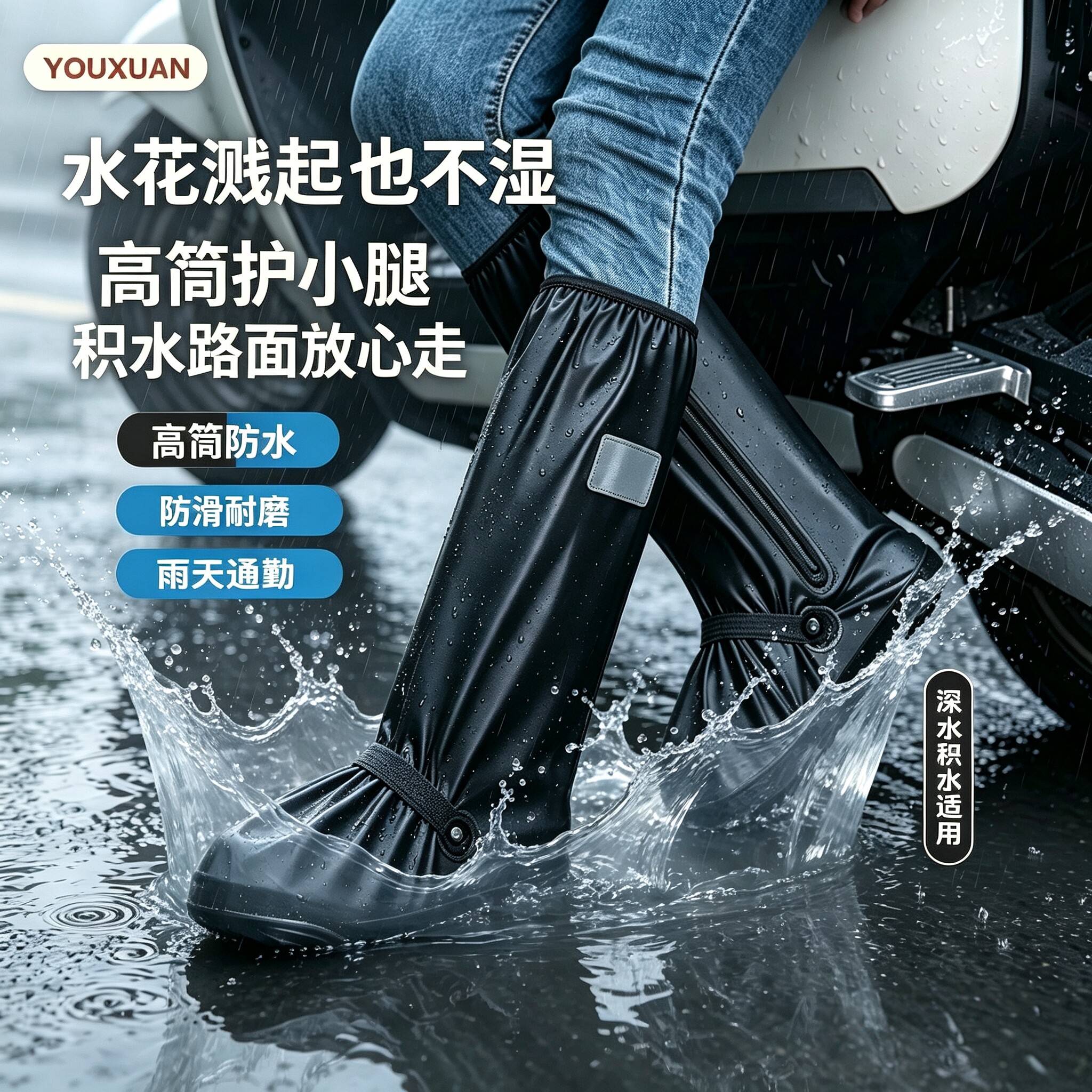 雨鞋套防水加厚耐磨防滑男款防雨高筒鞋套雨天水鞋女下雨脚套雨靴
