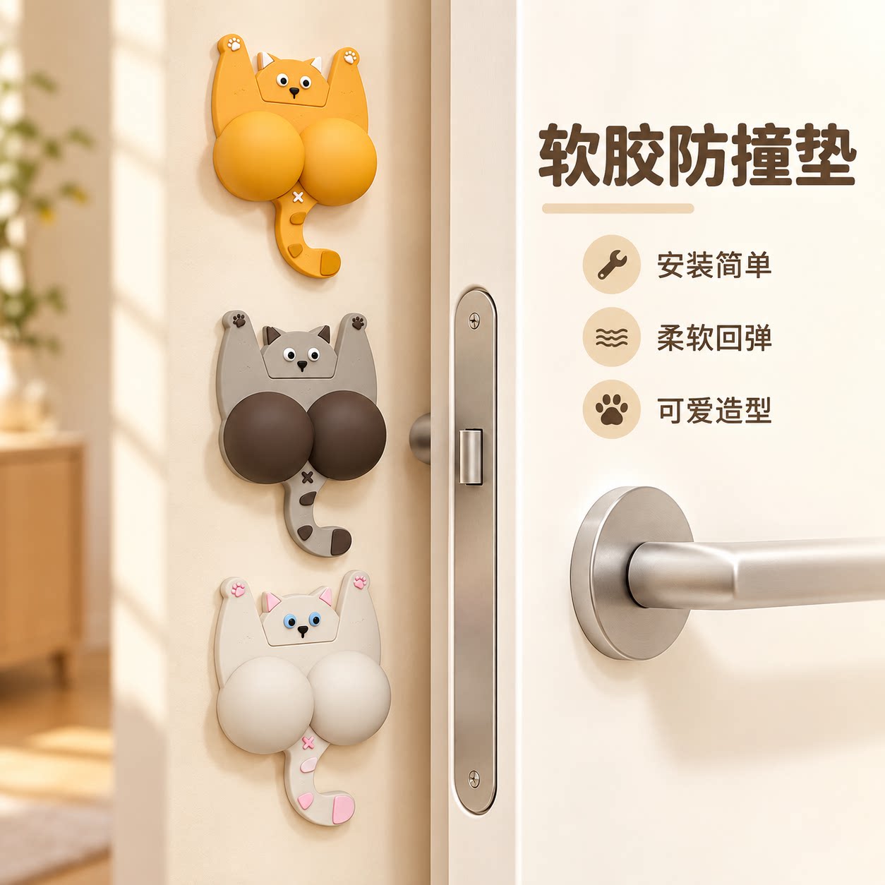 猫咪屁屁软胶防撞垫静音缓冲