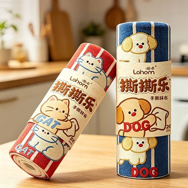 周抛卡通懒人抹布抑菌厨房手撕抹布吸水去污干湿两用清洁洗碗布