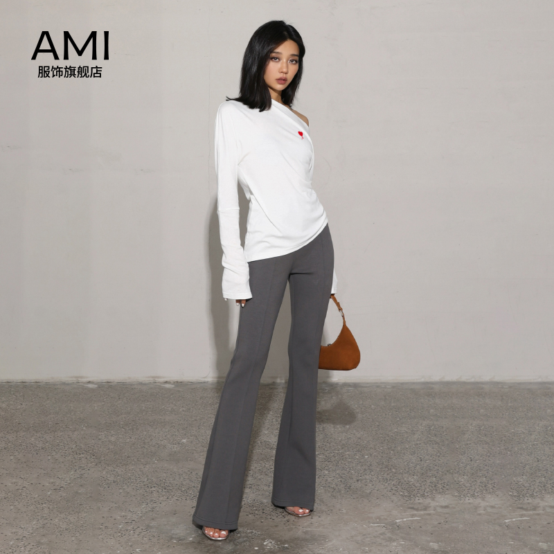 AMI女装旗舰店美式斜肩白