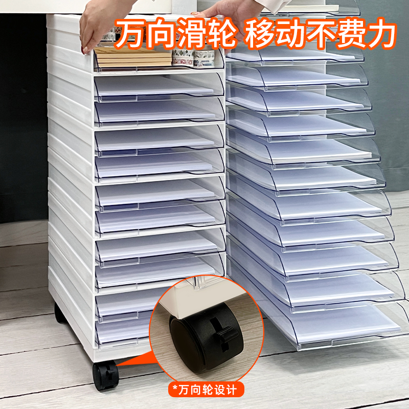 桌面文件柜办公室塑料多层组合柜子资料柜抽屉式收纳盒A4文件分类