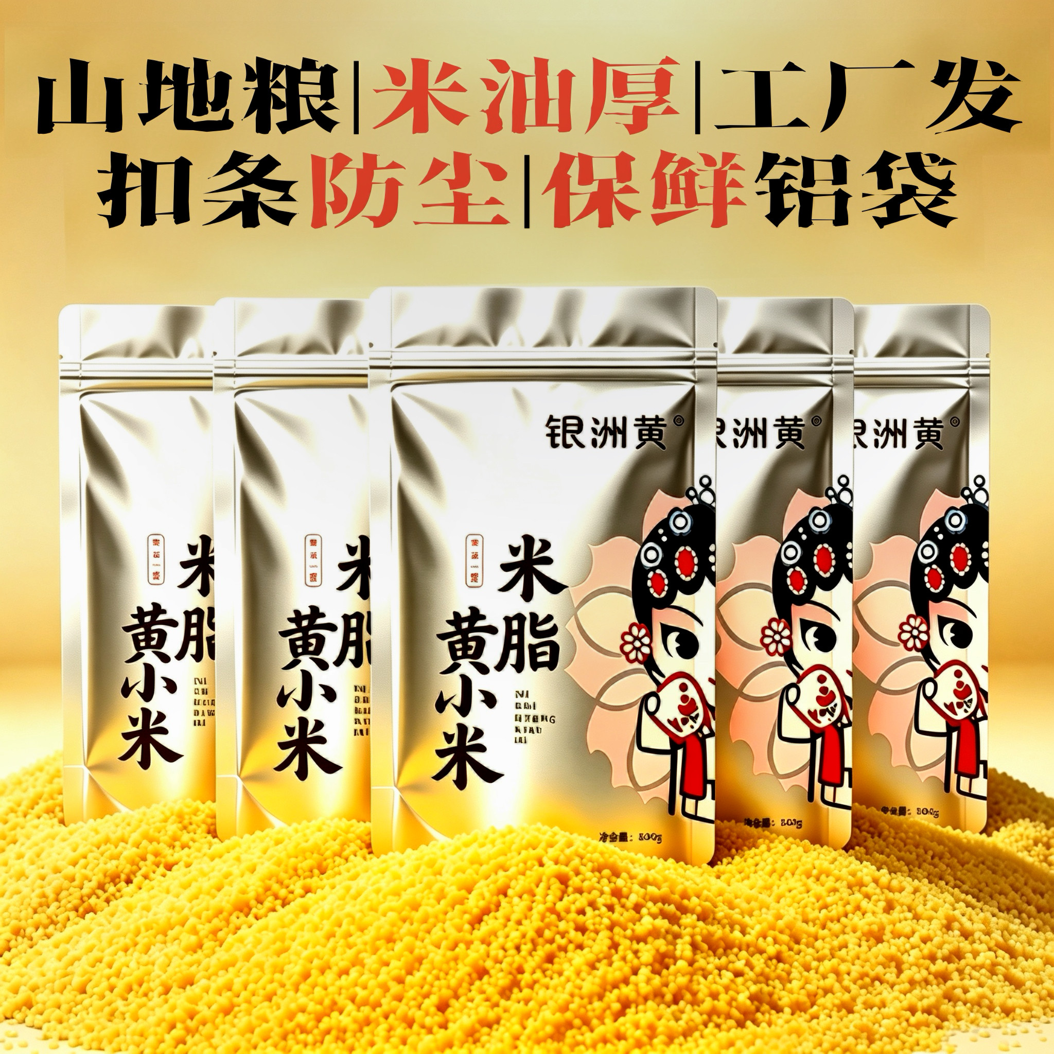 银洲黄米脂黄小米5袋装更划算