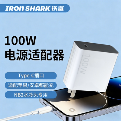 铁鲨NB2水冷专用导冷引磁环电源适配器双c供电线100w充电头充电器