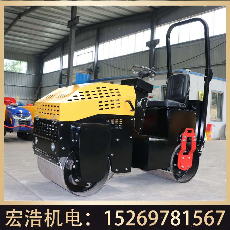 双驱双振小型压实机 路面沟槽回填土基础碾实机械 电启动压路机