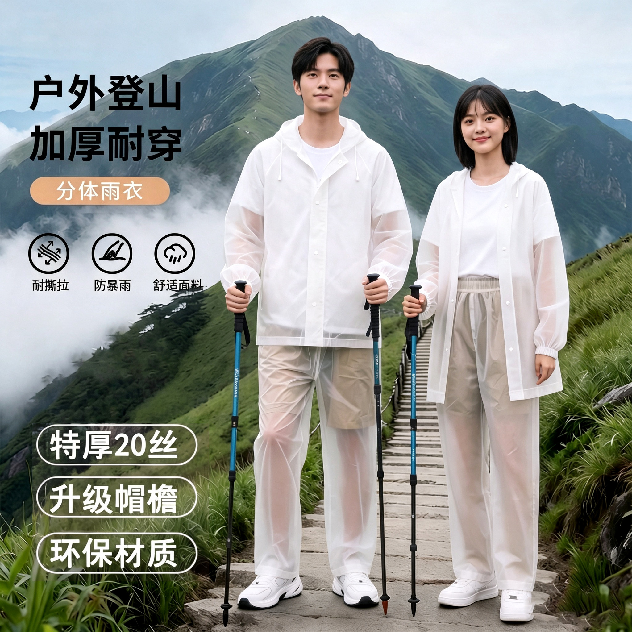 雨衣分体式一次性全身骑行成人男款长款便携式防暴雨雨裤防水图片