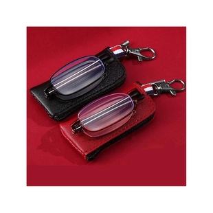 中老年老花镜眼镜便携式简约眼镜盒男女折叠小巧钥匙挂扣拉链包