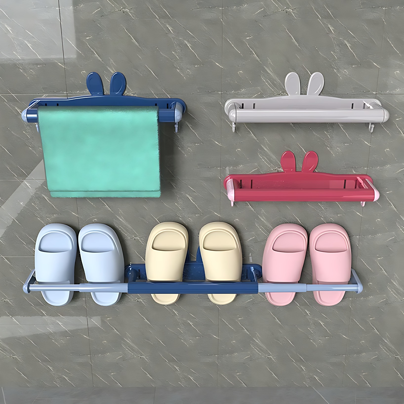 免打孔卫生间鞋架壁挂沥水架可