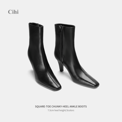 Cihi瘦瘦短靴气质女士复古高级感