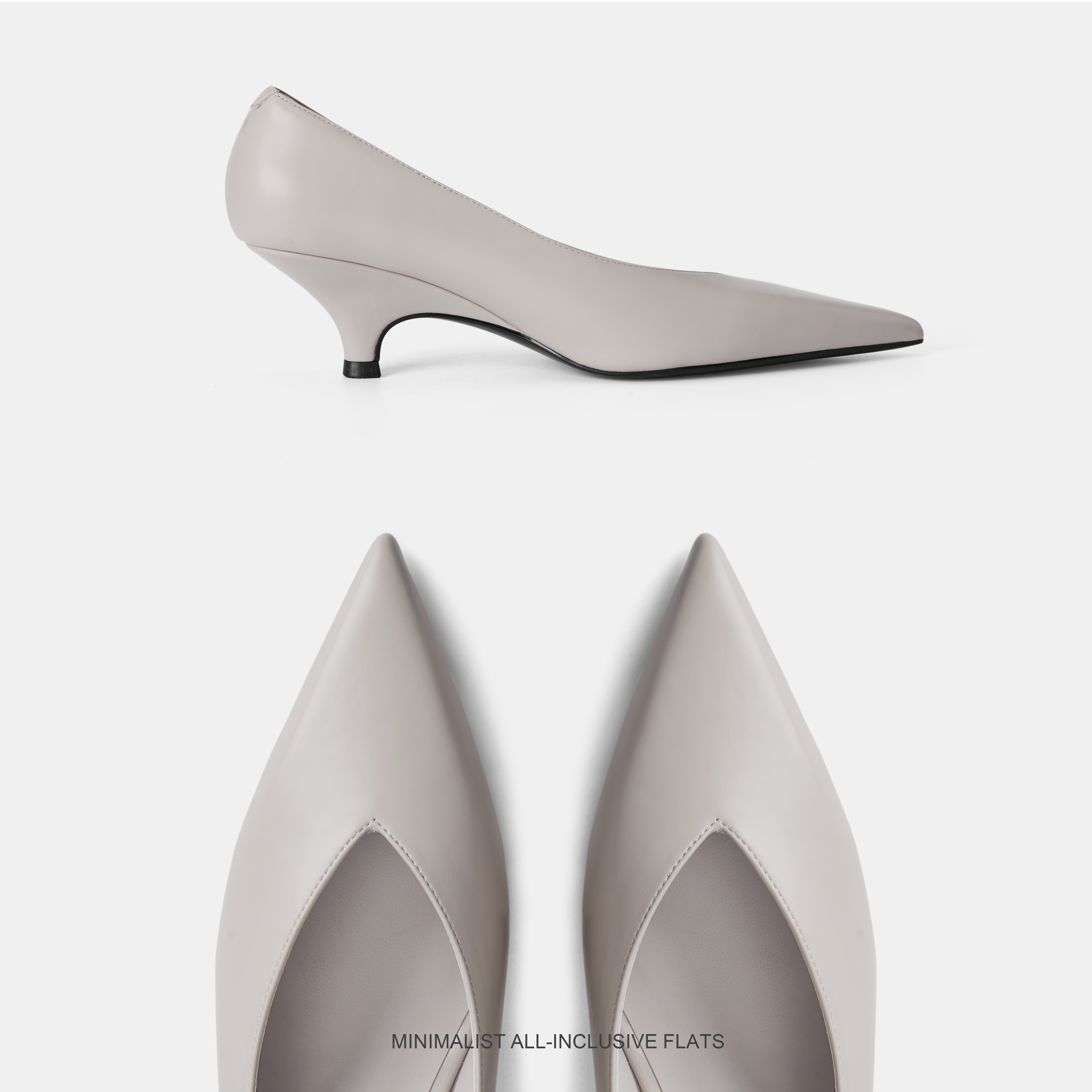 Cihi极简row风 线条感设计尖头坡跟单鞋