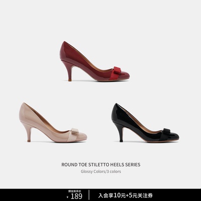 Cihi定制圆头蝴蝶结细跟高跟鞋