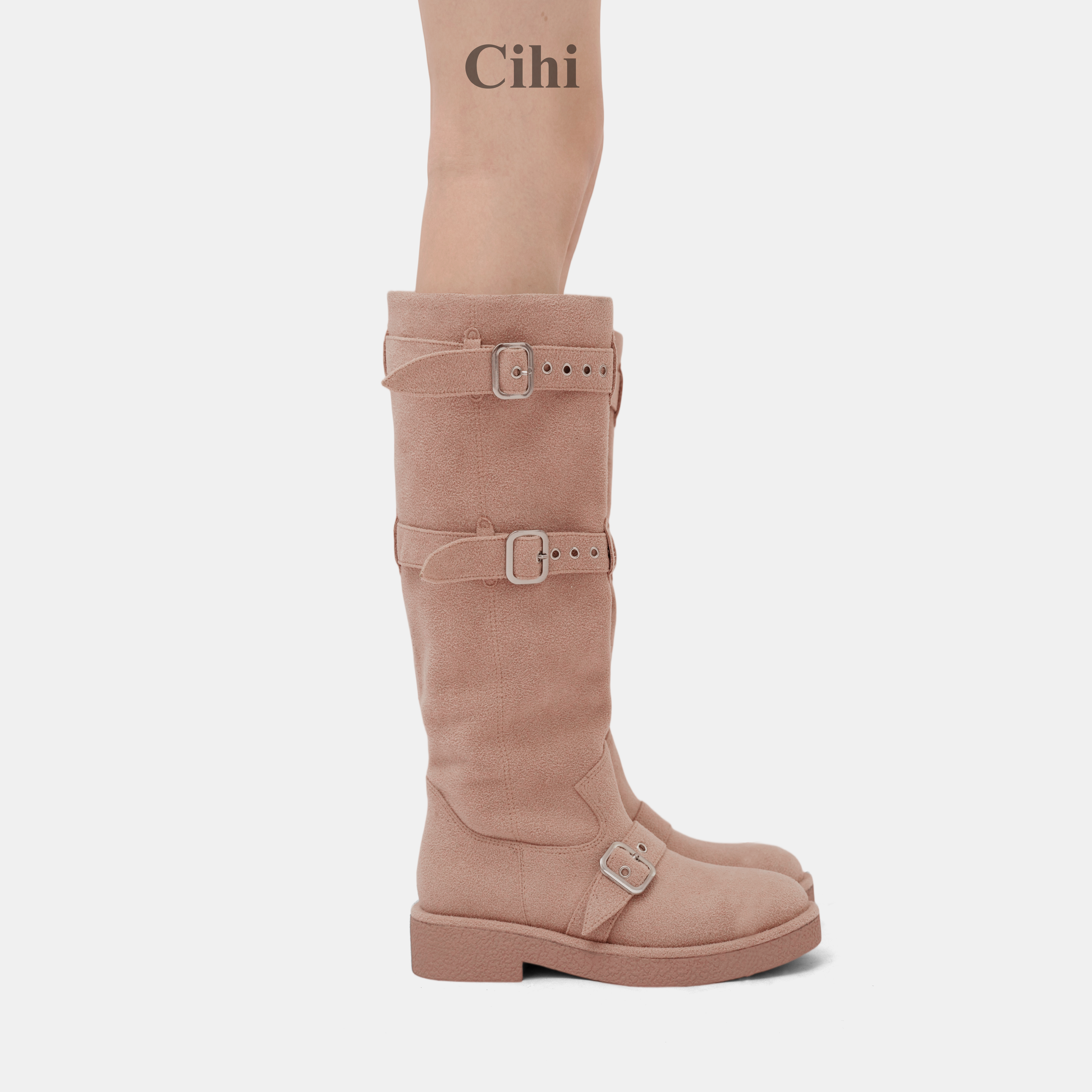 Cihi美拉德高筒长靴骑士堆堆靴