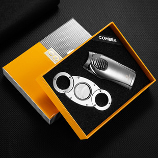 CIGARLOONG雪茄打火机套装不锈钢雪茄剪防风打火机专用两件套