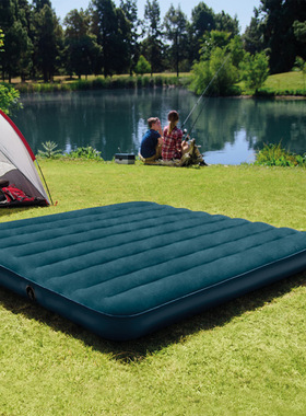INTEX蓝色线拉充气床家用户外气垫床单双人加大加厚充气床垫