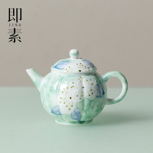 梵汝手绘陶瓷南瓜茶壶带滤网