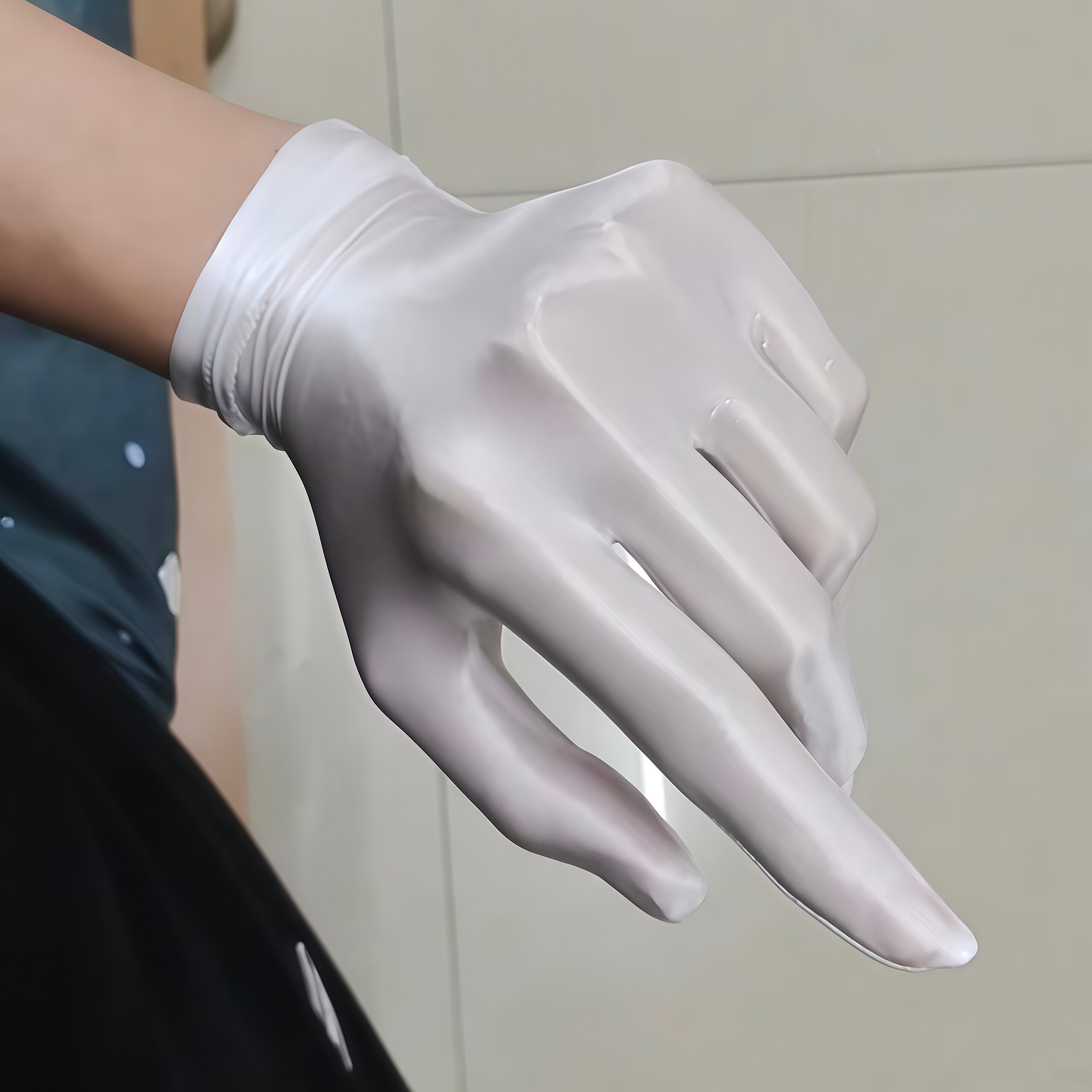 白色极光丝袜手套性感马油手丝高密度分指套超丝滑cosplay五指套