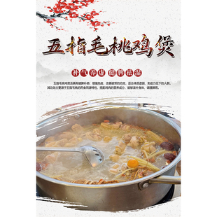 五指毛桃鸡煲广告海报贴纸炭炉鸡煲招牌装饰画粤菜馆火锅店墙贴画