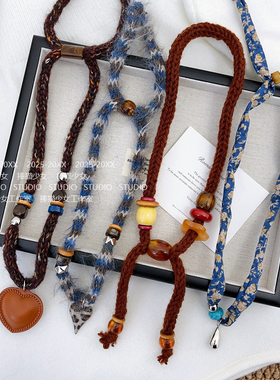 捧猫家~针织抽拉爱心项链