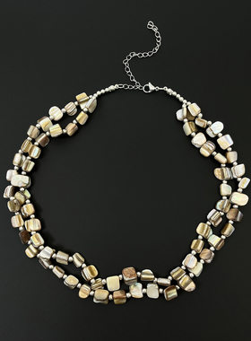 Vintage古着 Beige shell gravel necklace项链
