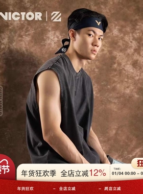 正品victor胜利羽毛球服李梓嘉纯棉吸汗宽松休闲短袖背心T4504LZJ
