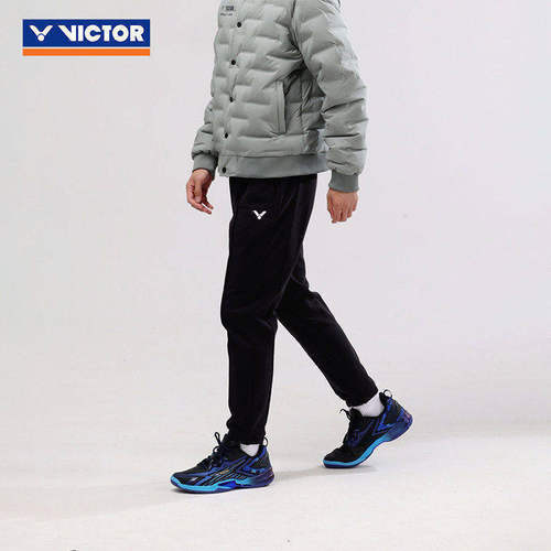 VICTOR胜利威克多羽毛球裤男女针织束口运动裤黑色休闲长裤45802