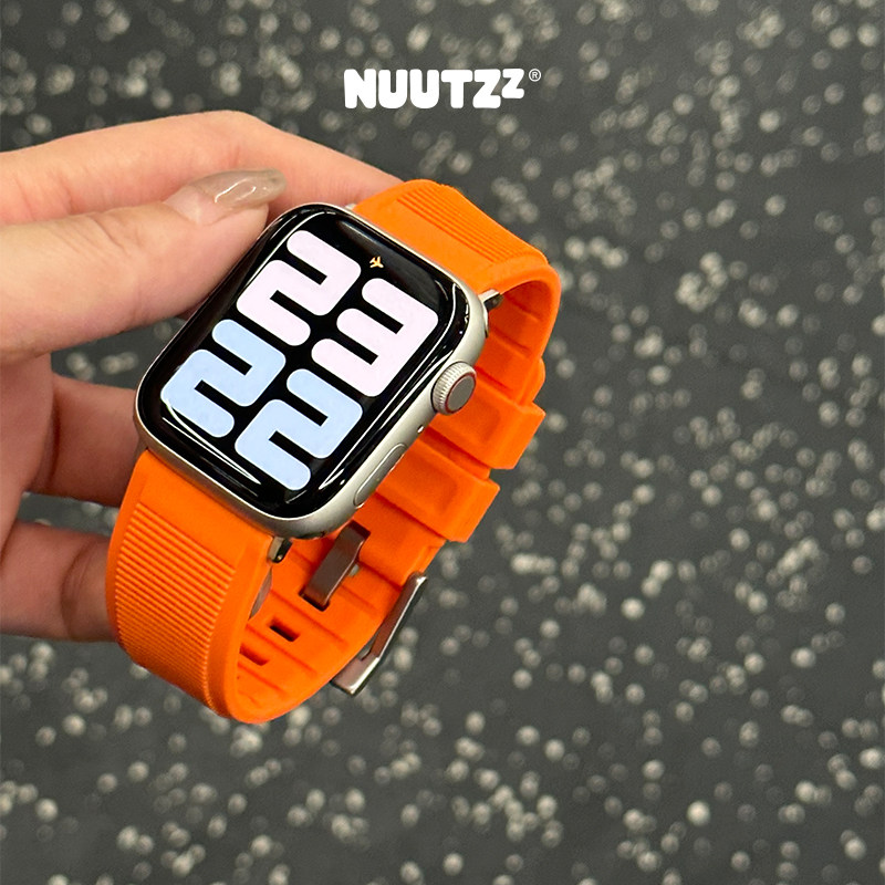 Nuutzz适用iwatch10表带s11苹果手表带applewatch硅胶表带S10男女通用S9新款腕带透气SE高级感夏季ultra运动