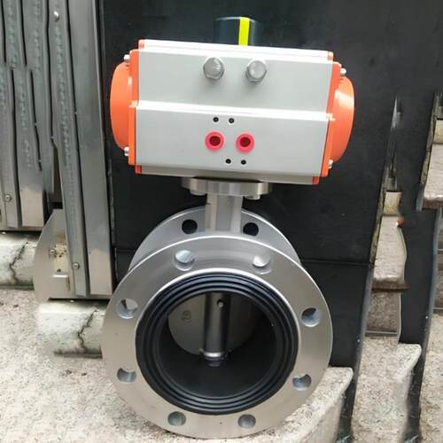 D641X-16PDN700气动法兰蝶阀手动蝶阀304不锈钢软密封蝶阀