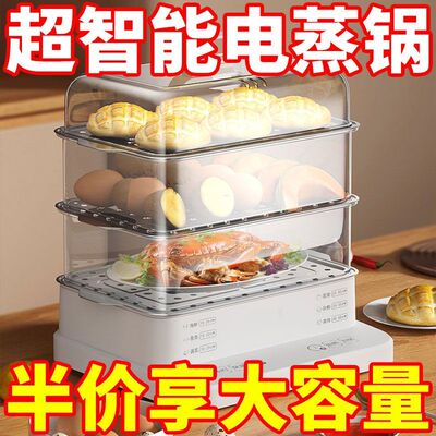 德国智能电蒸锅家用大容量多功能蒸煮一体透明电蒸箱全自动早餐机