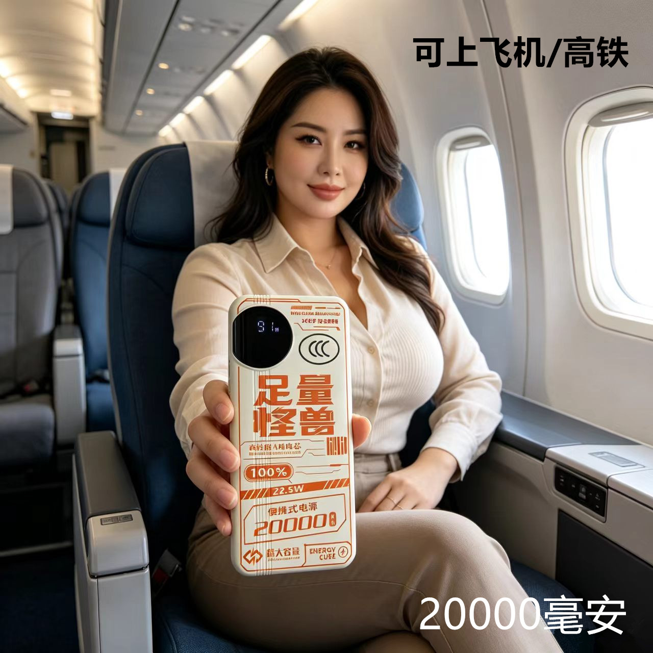 2026新款22.5W超级快充移动电源50000mAh大容量足量怪兽27000毫安可上飞机自带双线智能数显便携正品充电宝