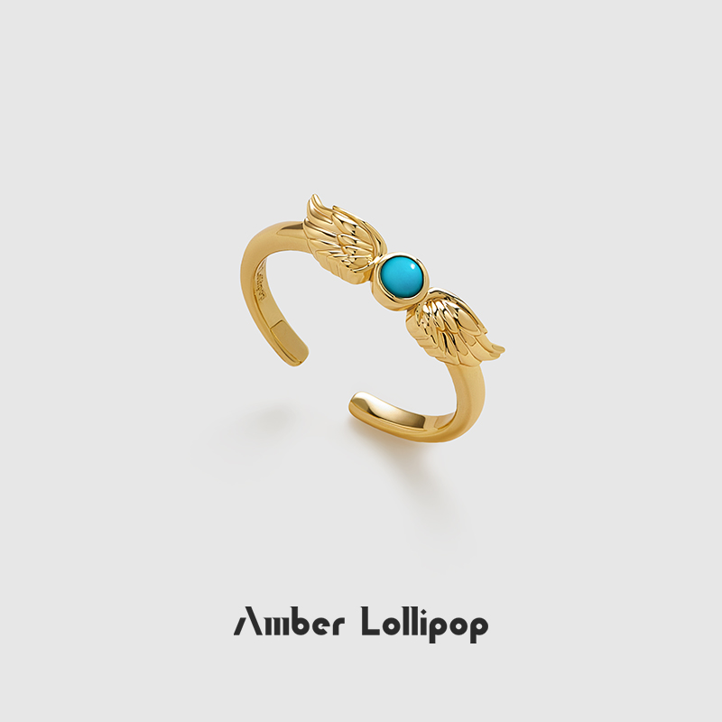 Amber Lollipop绿松石戒指天然宝石开口戒指高级感轻奢指环戒女款