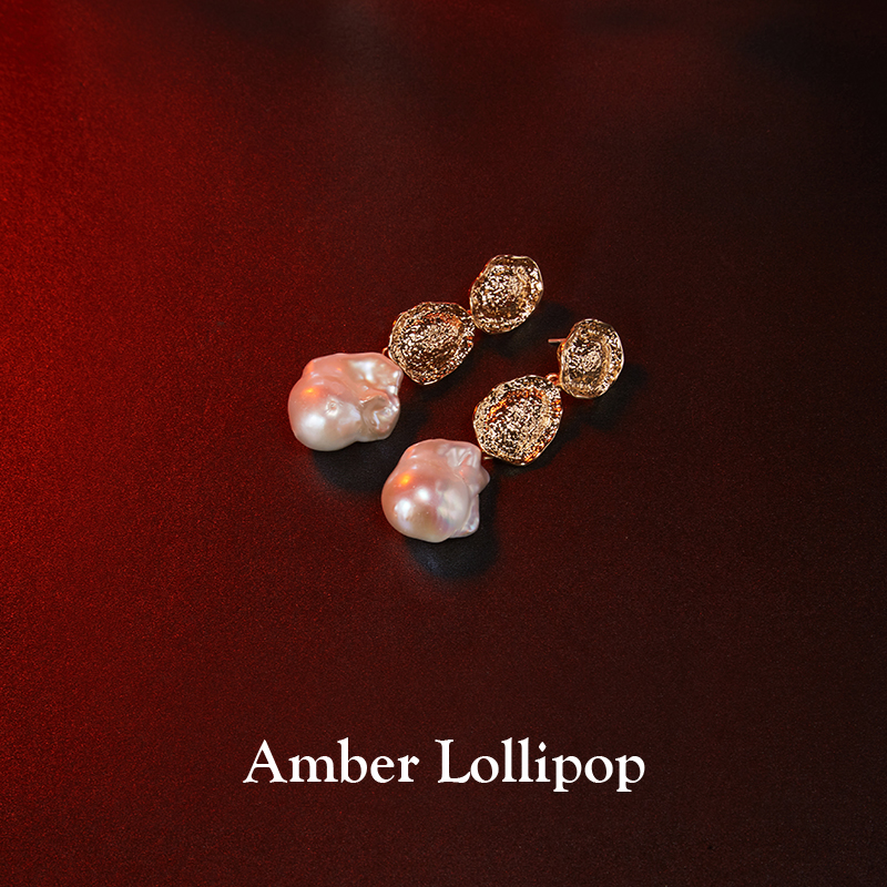 AmberLollipop巴洛克珍珠耳环
